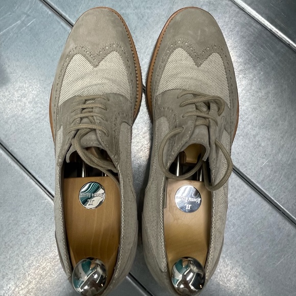 BRIONI size 9 1/2 (EU 42) Suede Canvas Brogue shoes